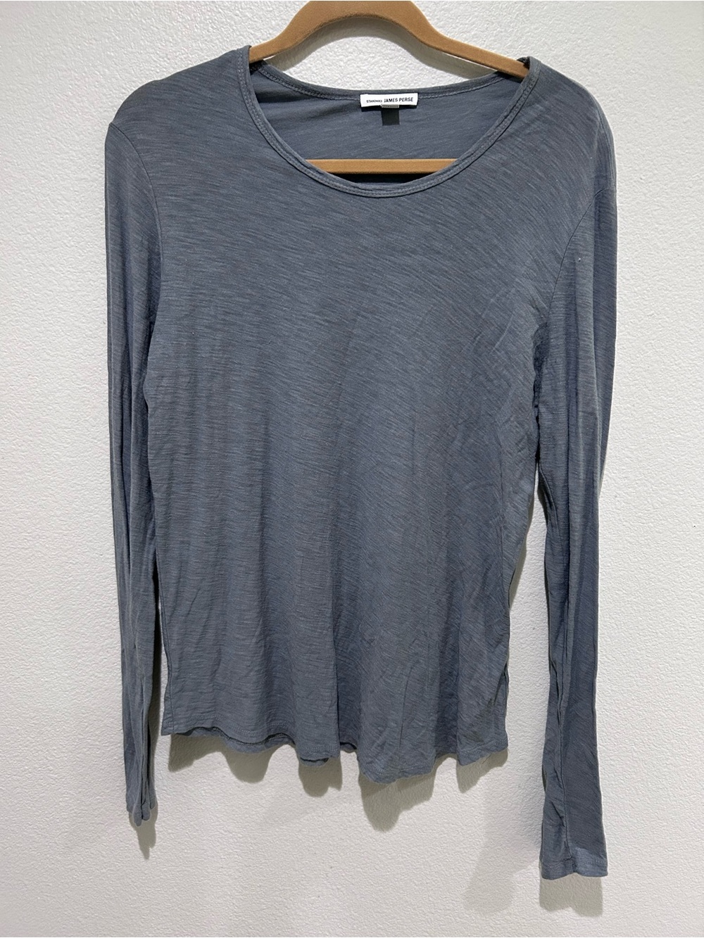Standard James Perse Light Gray Long Sleeve Crewneck Top - Picture 2 of 6